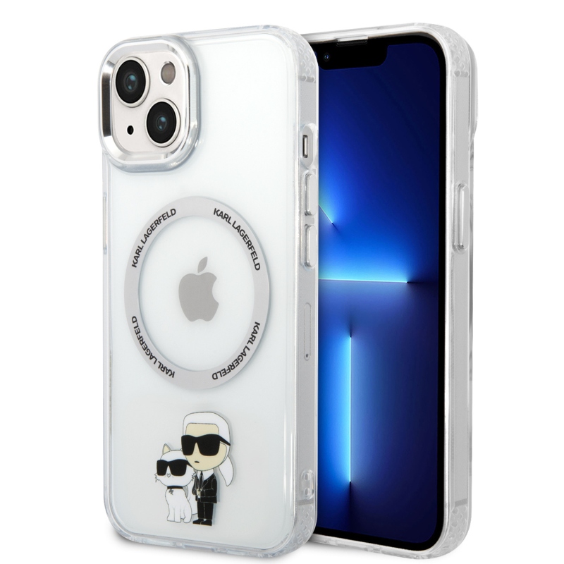 Karl Lagerfeld IML Karl és Choupette NFT MagSafe hátlap iPhone 15 készülékhez - átlátszó