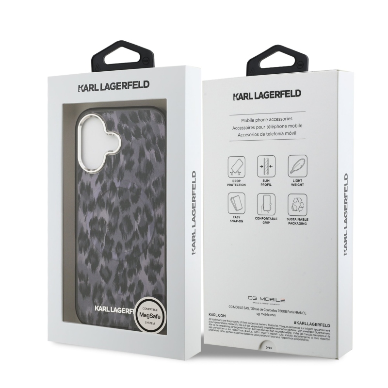 Karl Lagerfeld IML Leopard Leopard MagSafe hátlap iPhone 17 készülékhez Szürke