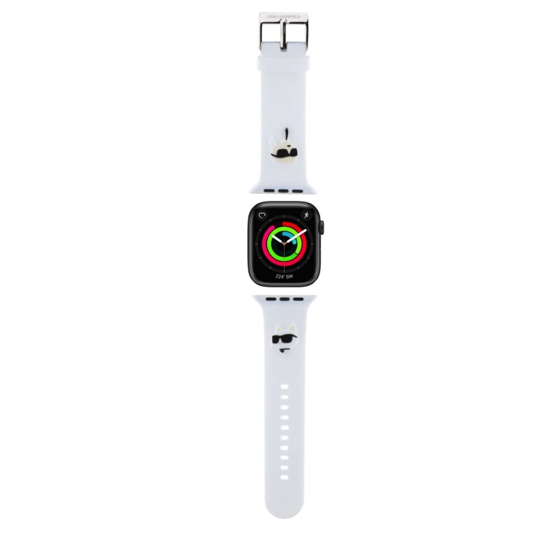 Karl Lagerfeld Karl és Choupette Head NFT szíj Apple Watch 42/44/45/45/49 órához Fehér