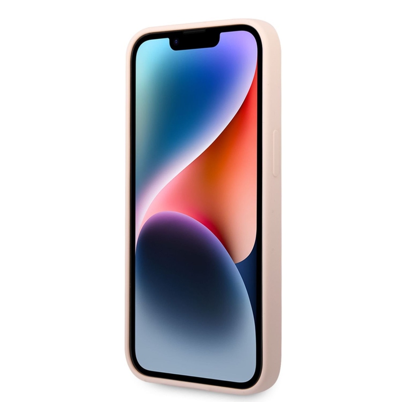 Karl Lagerfeld folyékony szilikon Choupette NFT hátlap iPhone 14 Plus rózsaszínű készülékhez