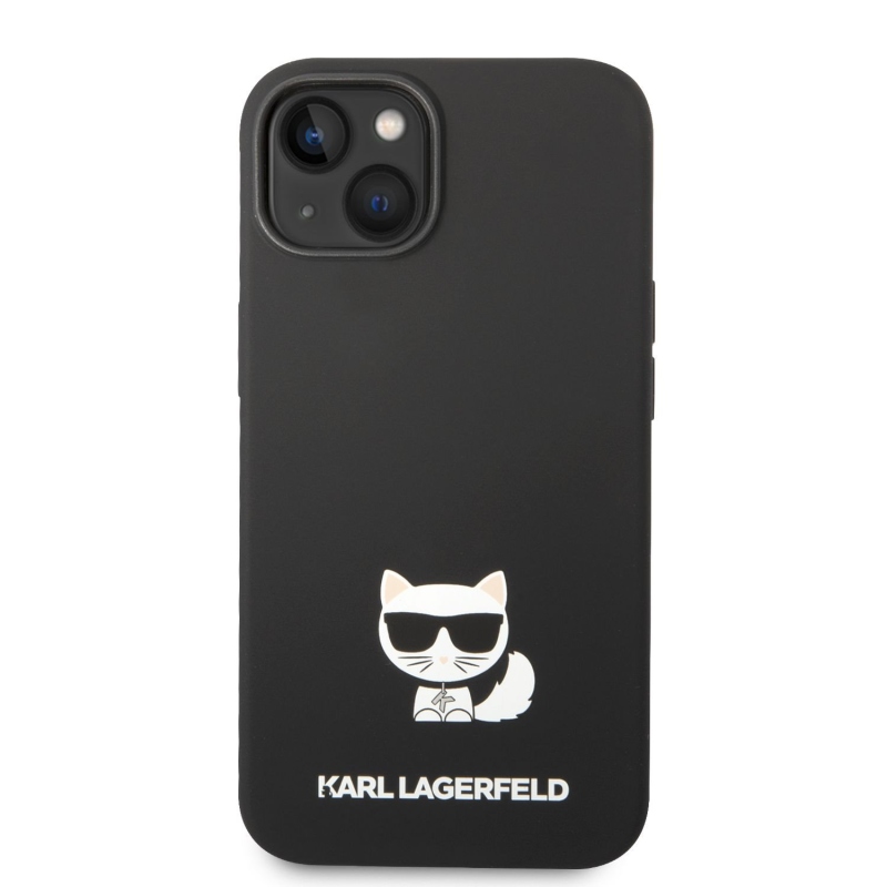 Karl Lagerfeld Liquid Silicone Choupette hátlap iPhone 14 Plus fekete színűre