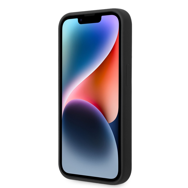 Karl Lagerfeld folyékony szilikon Choupette hátlap iPhone 14 Pro Max-hoz Fekete