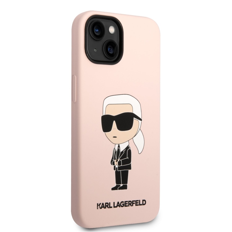Karl Lagerfeld folyékony szilikon Ikonik NFT hátlap iPhone 14 Plus rózsaszínű készülékhez