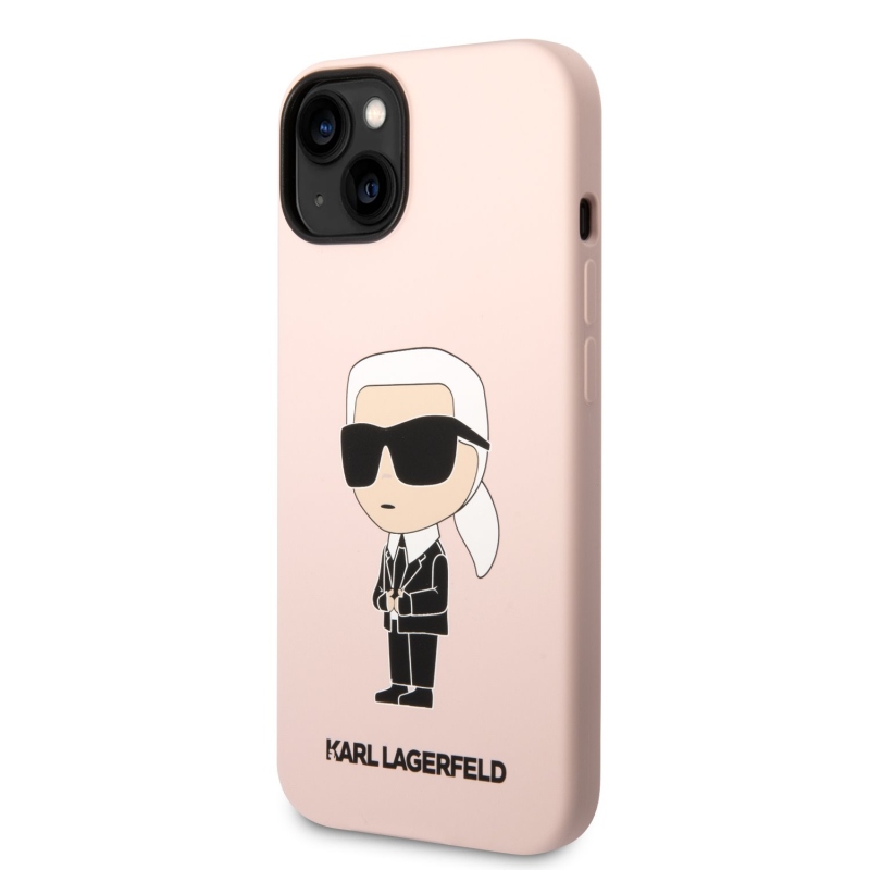 Karl Lagerfeld folyékony szilikon Ikonik NFT hátlap iPhone 14 Plus rózsaszínű készülékhez