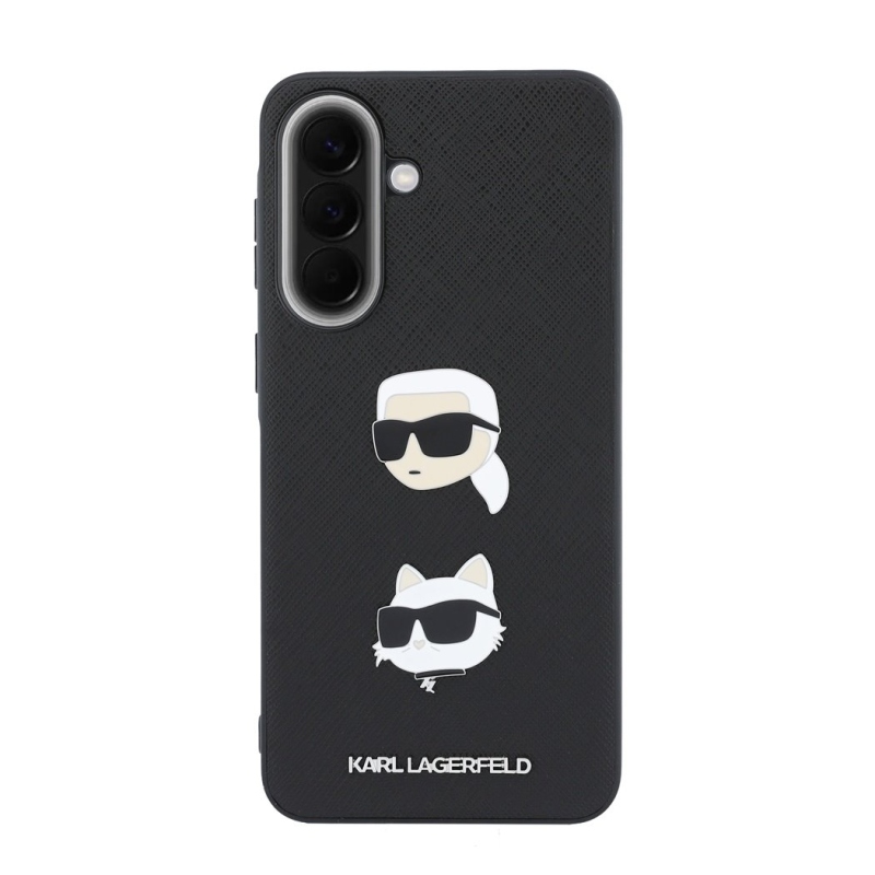 Karl Lagerfeld Folyékony szilikon fém Karl és Choupette hátlap a Samsung Galaxy A57 készülékhez Fekete