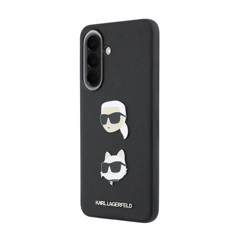 Karl Lagerfeld Folyékony szilikon fém Karl és Choupette hátlap a Samsung Galaxy A57 készülékhez Fekete
