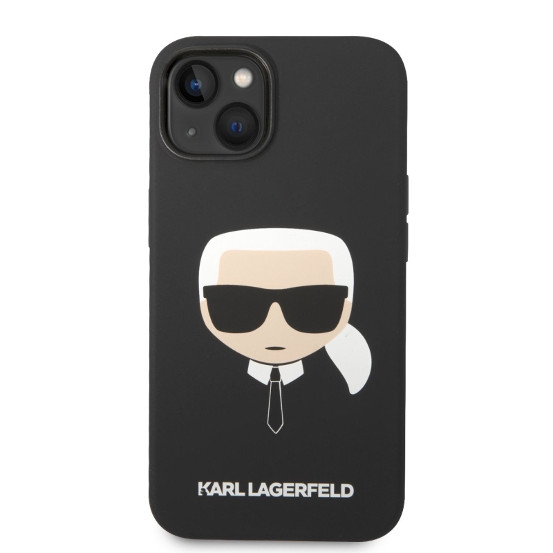Karl Lagerfeld MagSafe Cover folyékony szilikon Karl Head iPhone 14 Plus készülékhez fekete