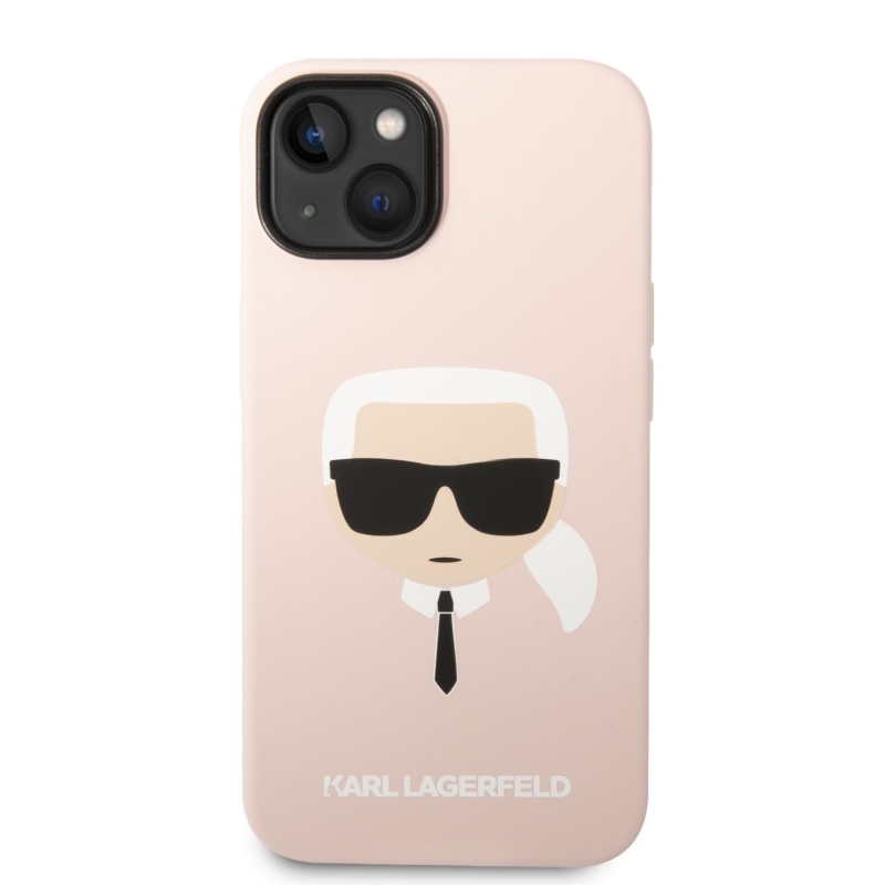 Karl Lagerfeld MagSafe Cover folyékony szilikon Karl Head iPhone 14 Plus rózsaszínű iPhone 14 Plus készülékhez