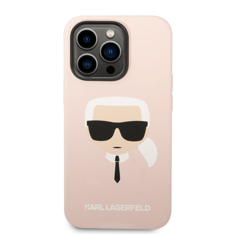 Karl Lagerfeld MagSafe Cover folyékony szilikon Karl Head iPhone 14 Pro Max készülékhez rózsaszínű
