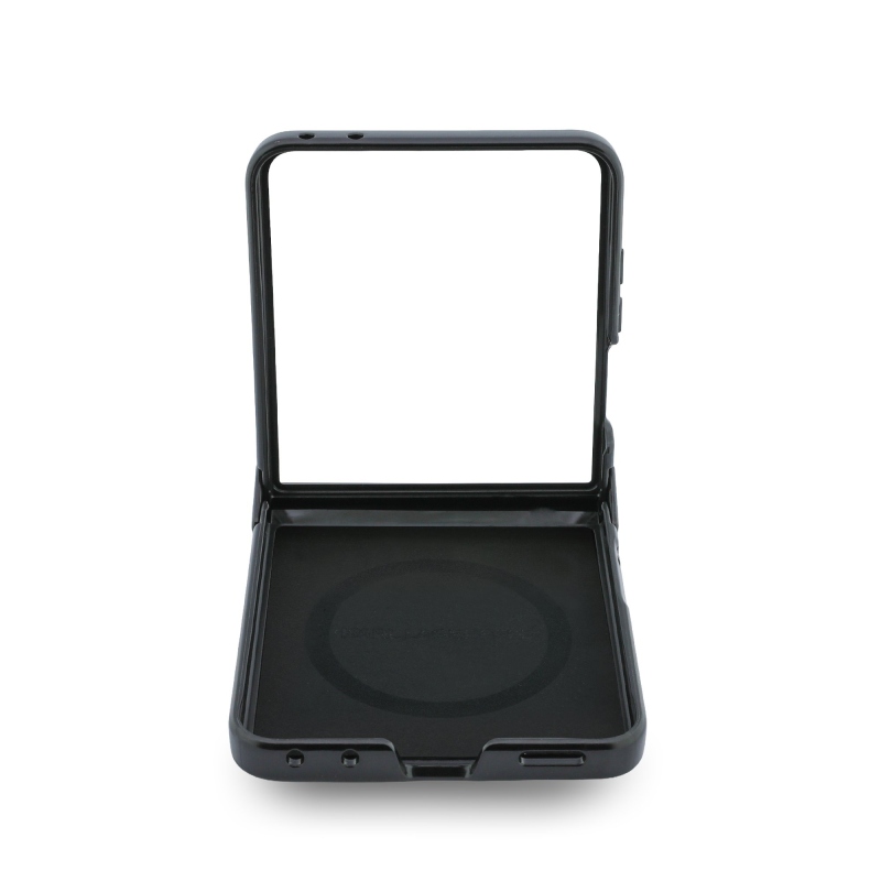 Karl Lagerfeld PU „Karl and Choupette Heads” mágneses hátlap a Samsung Galaxy Z Flip 8-hoz, fekete