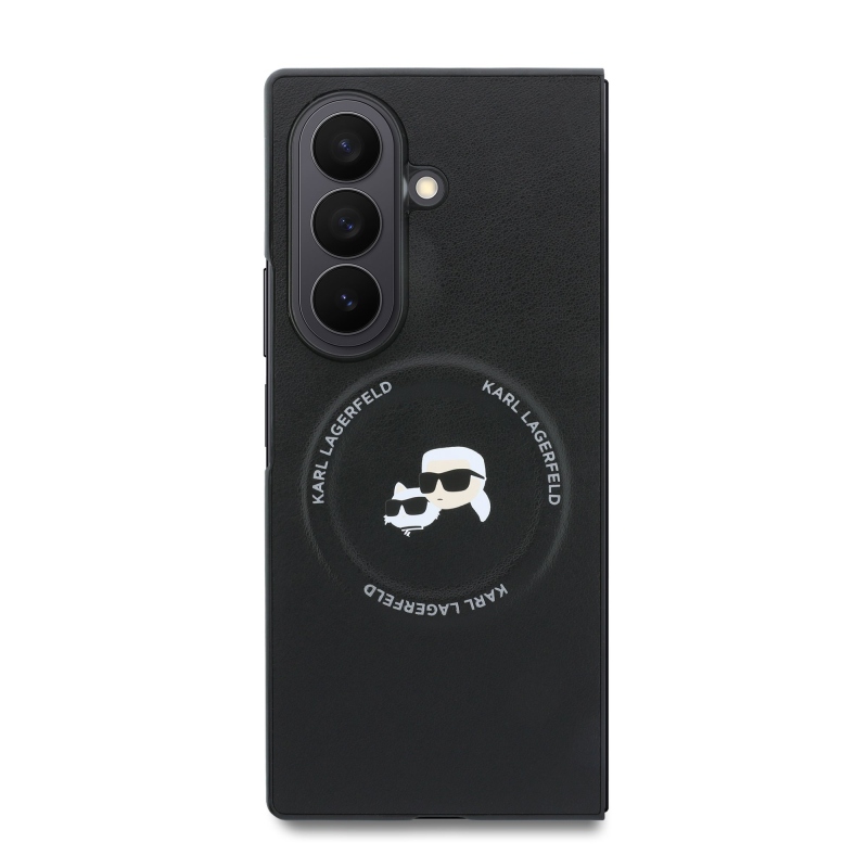 Karl Lagerfeld PU „Karl and Choupette Heads” mágneses hátlap a Samsung Galaxy Z Fold 8 Ultra Black készülékhez