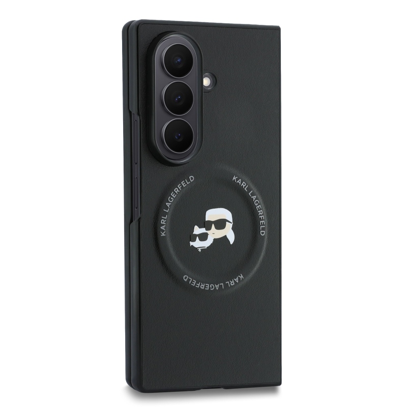 Karl Lagerfeld PU „Karl and Choupette Heads” mágneses hátlap a Samsung Galaxy Z Fold 8 Ultra Black készülékhez