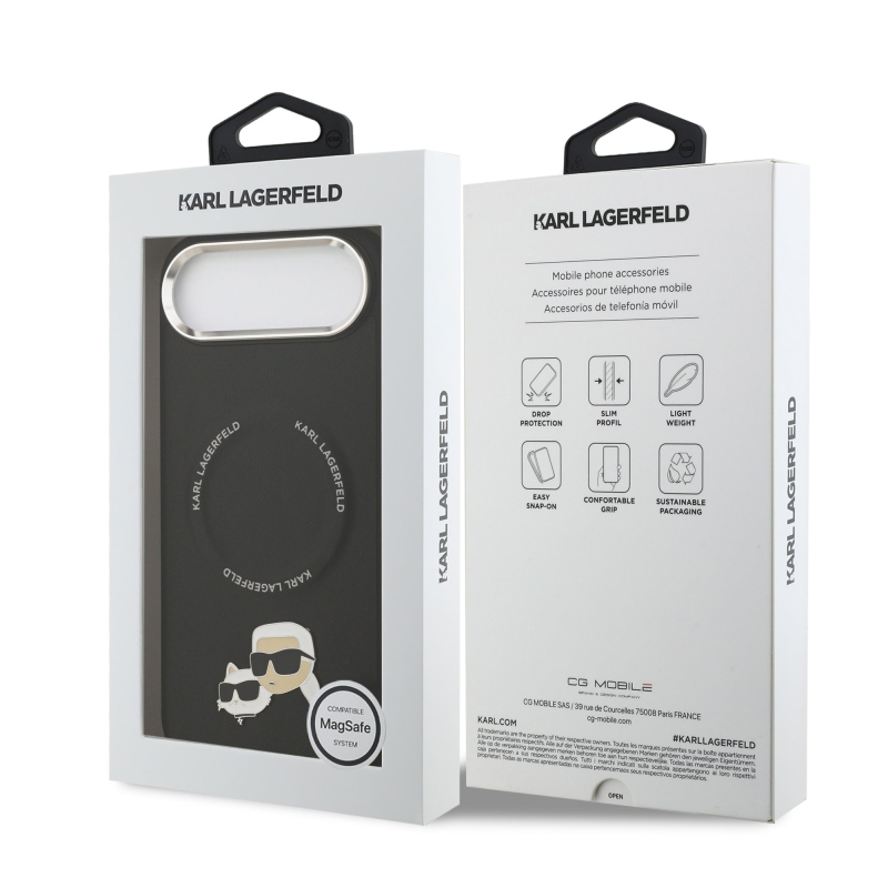 Karl Lagerfeld PU Karl és Choupette fejek Pins MagSafe hátlapi borító az iPhone Air készülékhez Fekete