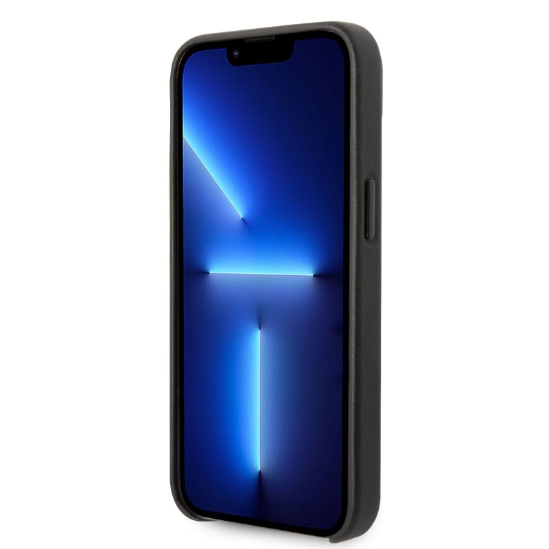Karl Lagerfeld PU bőr perforált logóval ellátott hátlap iPhone 14 Plus fekete