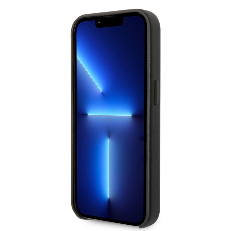 Karl Lagerfeld PU bőr perforált logós hátlap iPhone 14 Pro Max-hoz Fekete