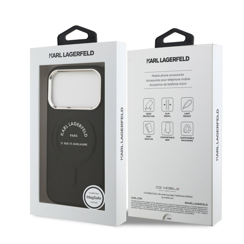 Karl Lagerfeld PU RSG Logo MagSafe hátlapi borító iPhone 17 Pro Fekete
