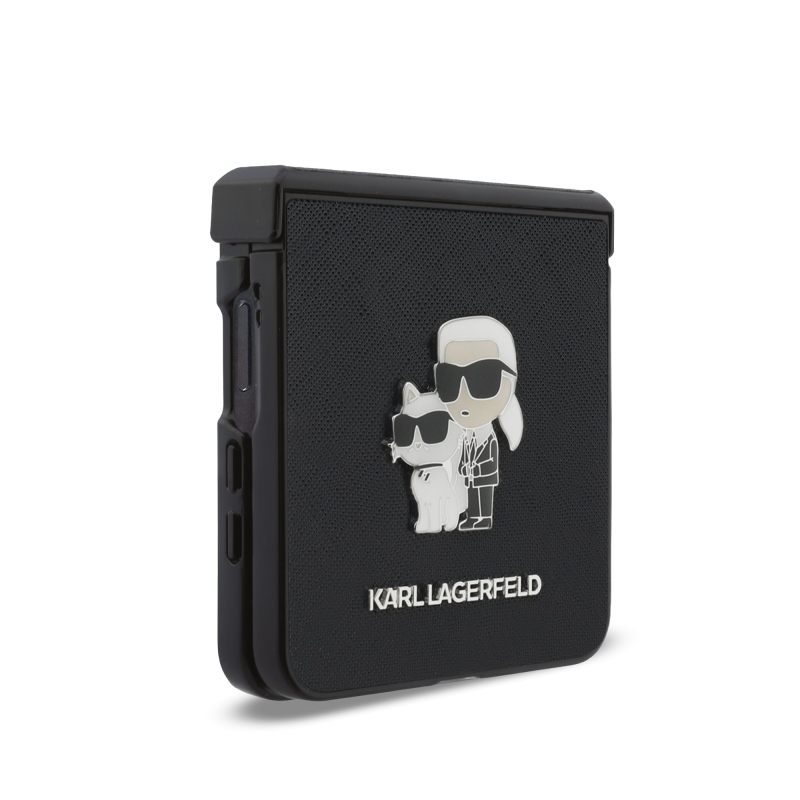 Karl Lagerfeld PU Saffiano Karl és Choupette hátsó tok a Samsung Galaxy Z Flip 8-hoz, fekete