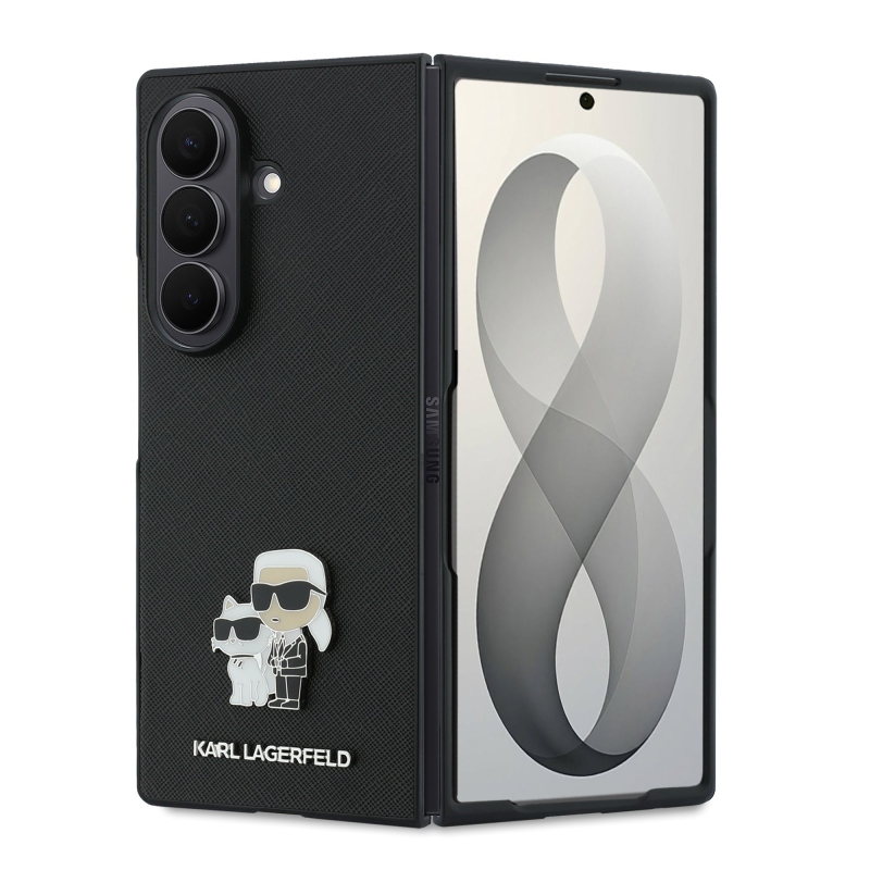 Karl Lagerfeld PU Saffiano Karl és Choupette hátsó tok a Samsung Galaxy Z Fold 8-hoz, Ultra Black