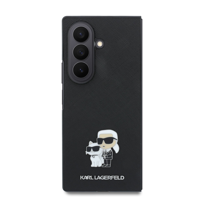 Karl Lagerfeld PU Saffiano Karl és Choupette hátsó tok a Samsung Galaxy Z Fold 8-hoz, Ultra Black