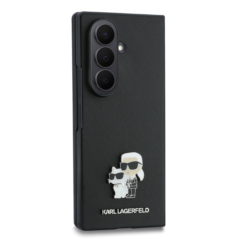 Karl Lagerfeld PU Saffiano Karl és Choupette hátsó tok a Samsung Galaxy Z Fold 8-hoz, Ultra Black