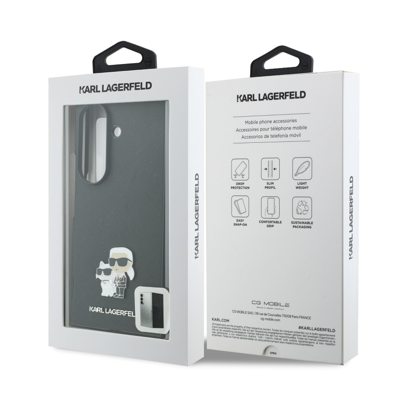 Karl Lagerfeld PU Saffiano Karl és Choupette hátsó tok a Samsung Galaxy Z Fold 8-hoz, Ultra Black