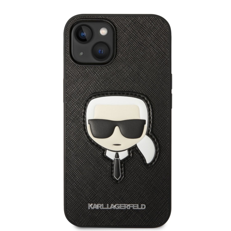 Karl Lagerfeld PU Saffiano Karl Head hátlap iPhone 14 Plus készülékhez fekete