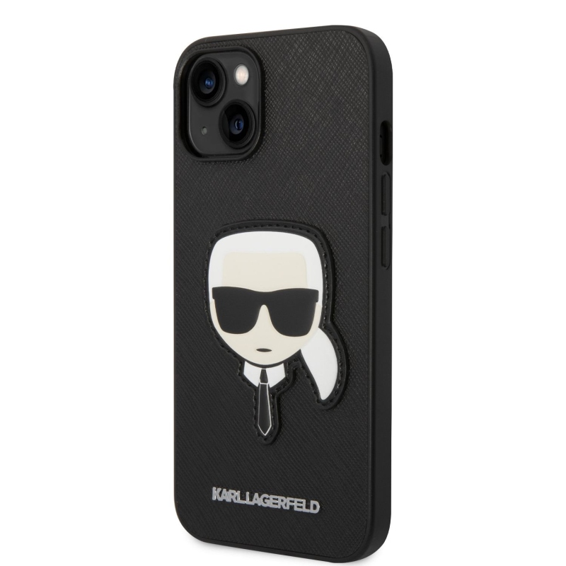 Karl Lagerfeld PU Saffiano Karl Head hátlap iPhone 14 Plus készülékhez fekete