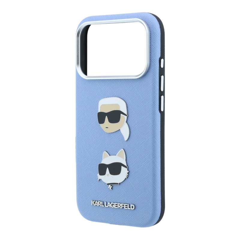 Karl Lagerfeld PU Semi Wrap Saffiano K&CH Heads hátsó tok iPhone 18 Pro Max-hoz, kék