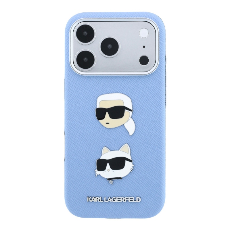 Karl Lagerfeld PU Semi Wrap Saffiano K&CH Heads hátsó tok iPhone 18 Pro Max-hoz, kék
