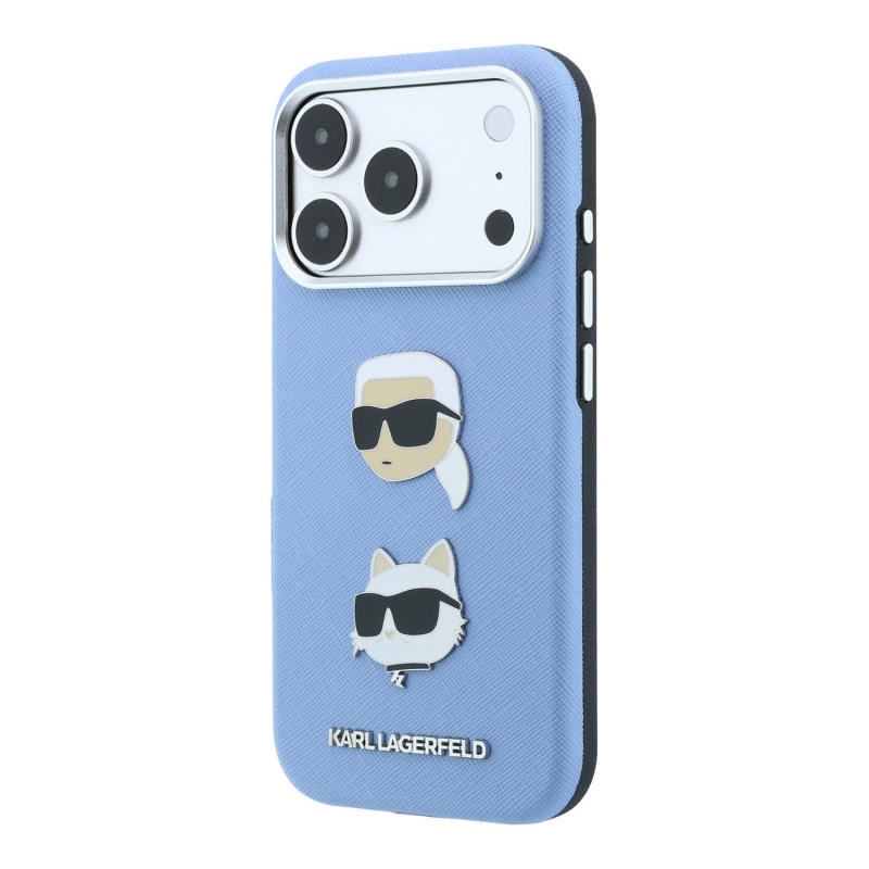 Karl Lagerfeld PU Semi Wrap Saffiano K&CH Heads hátsó tok iPhone 18 Pro Max-hoz, kék