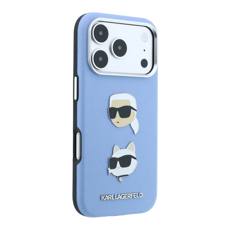 Karl Lagerfeld PU Semi Wrap Saffiano K&CH Heads hátsó tok iPhone 18 Pro Max-hoz, kék