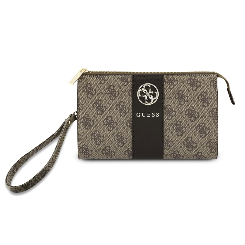 Guess PU 4G Stripe Metal Logo mobiltelefon-táska, barna