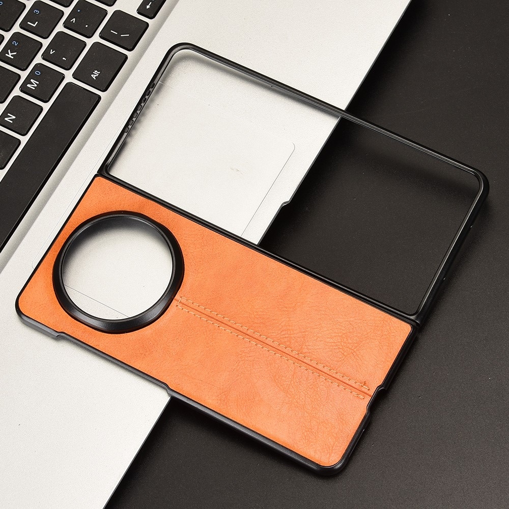 Stitchi műanyag tok műbőrrel borítva Honor Magic V5 készülékhez - narancssárga