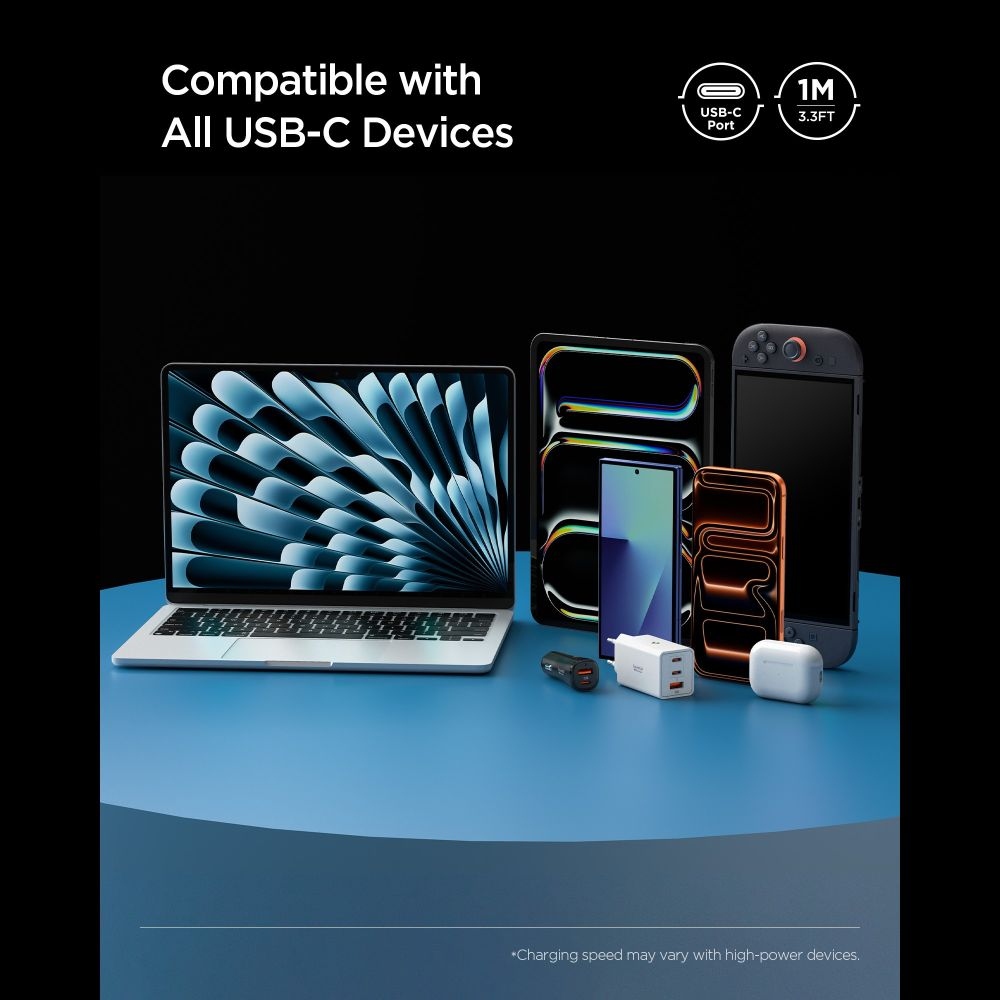 Spigen EB10010CCA USB-C/USB-C 100W adatkábel 1m - fekete