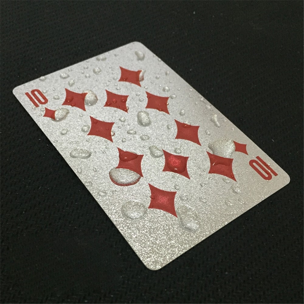 Vízálló műanyag játékkártyák 100 dollárért, ezüst kivitelben, 54 db