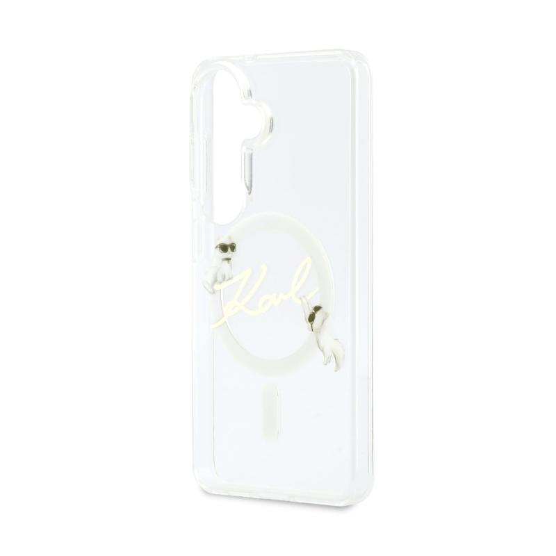 Karl Lagerfeld IML Choupette Karl Script Logo mágneses hátsó borító Samsung Galaxy S26-hoz átlátszó