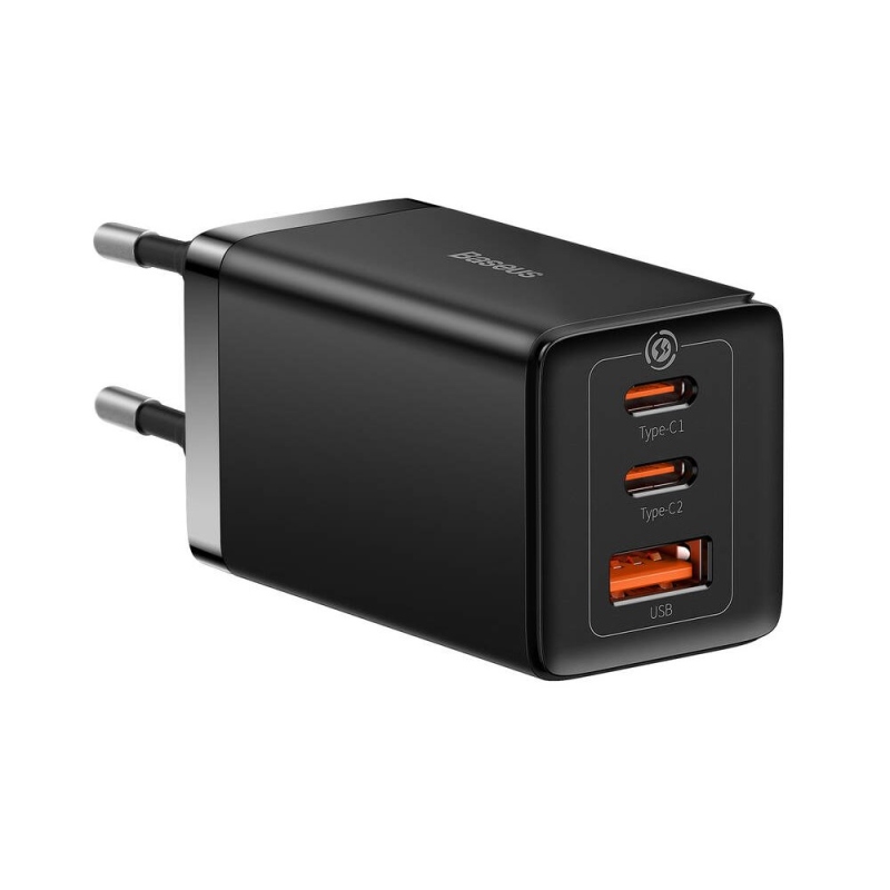 Baseus CCGP120201 GaN5 Pro gyors töltő USB-A + 2x USB-C 65 W, fekete