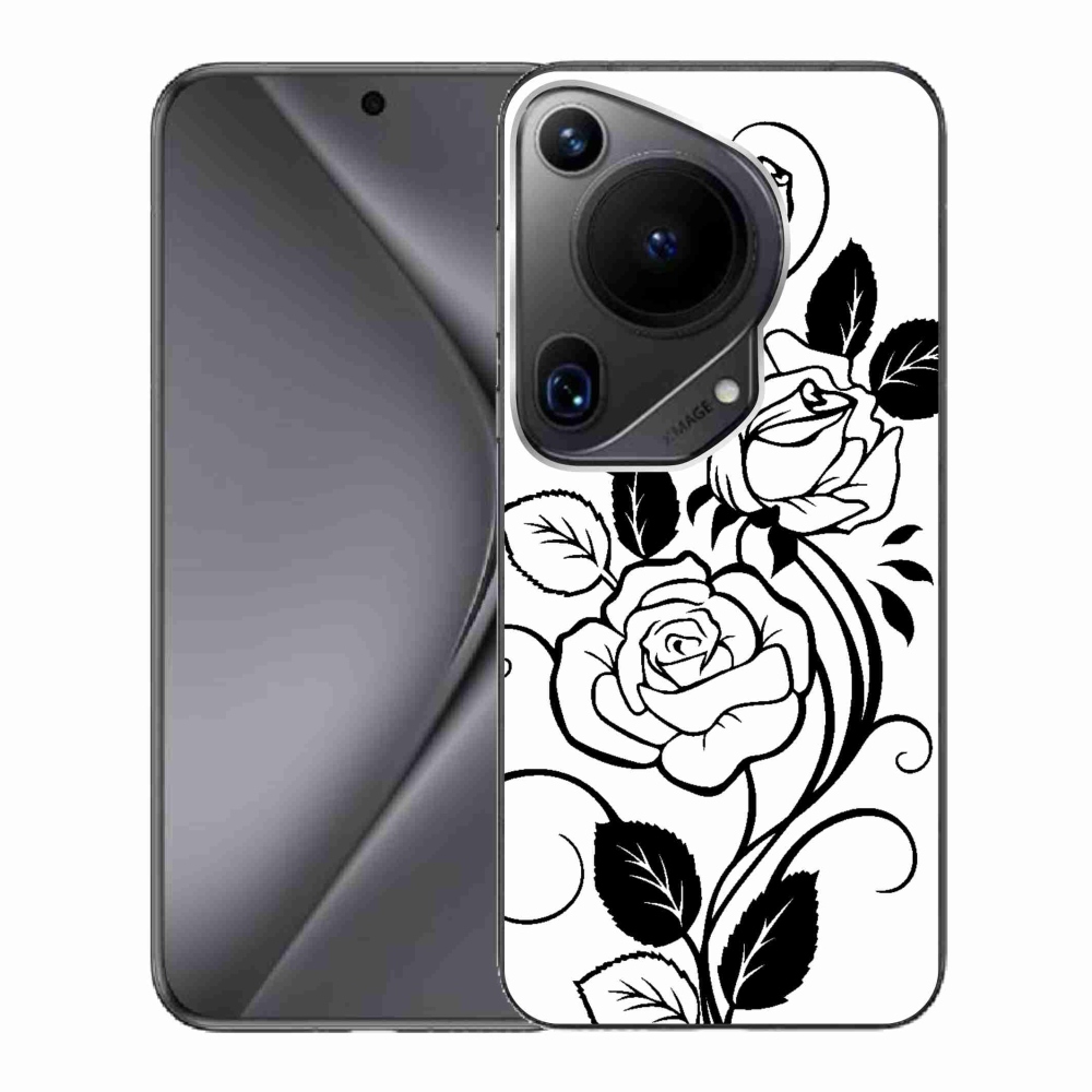 Zselés borítás mmCase a Huawei Pura 70 Ultra készülékhez - fekete és fehér rózsa