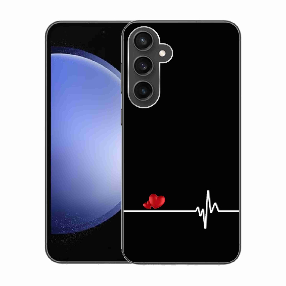 Gél borítás mmCase Samsung Galaxy S23 FE - szív és szívverés fekete háttérrel