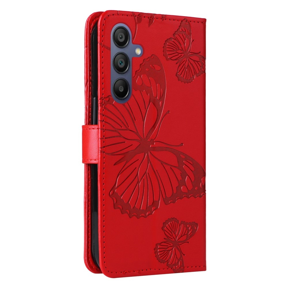 Nagy pillangó könyv tok Samsung Galaxy A16 4G/5G/A26 5G - piros