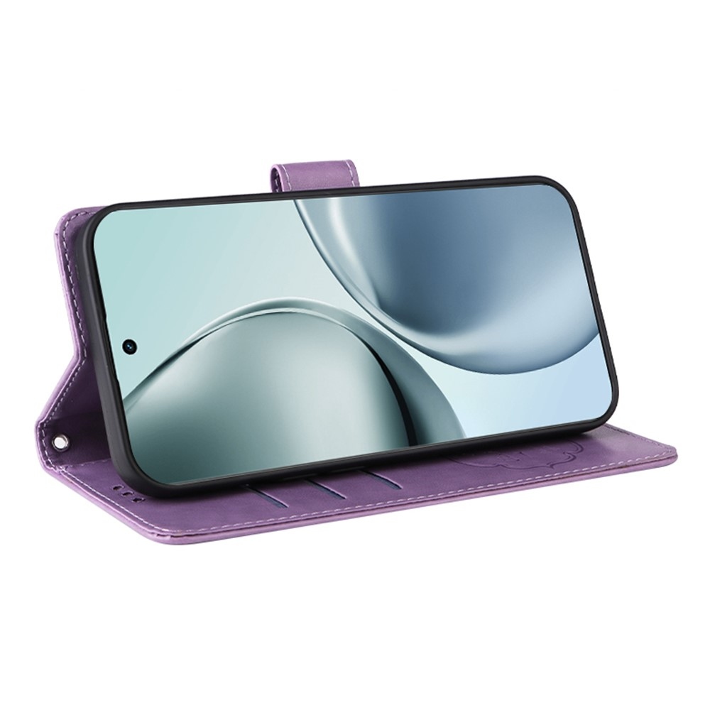 Virágos könyvtáska a Realme 14 Pro+ 5G készülékhez - lila