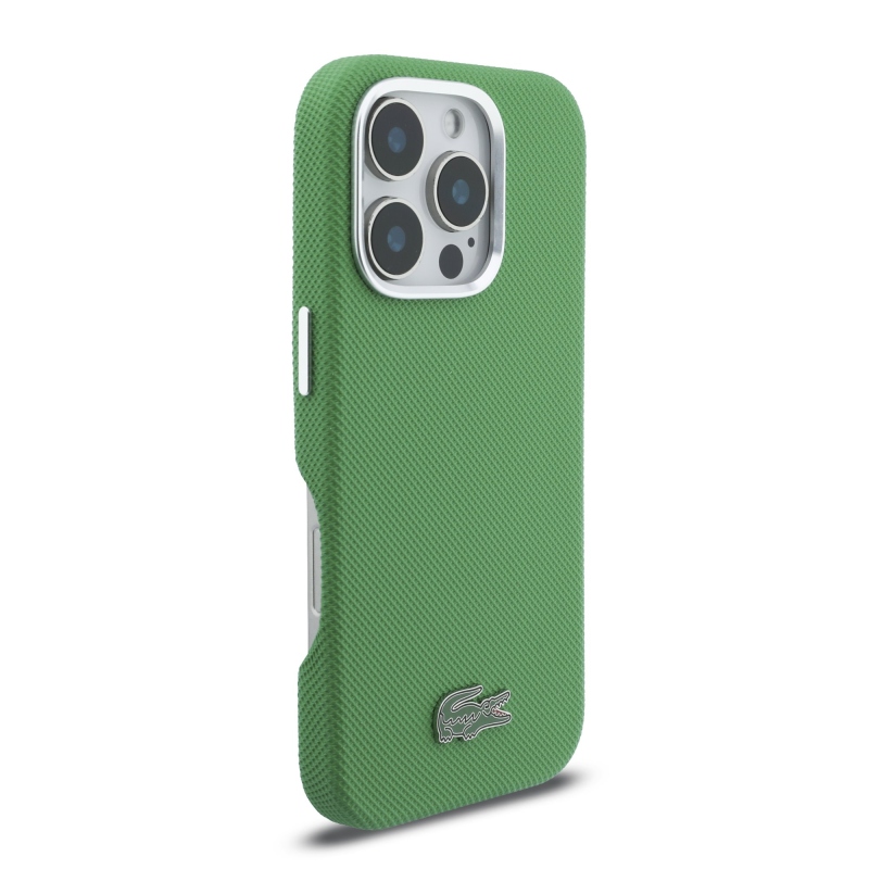 Lacoste PVC Iconic Petit Pique fém logó MagSafe hátlap iPhone 16 Pro Max Estragon zöldhez