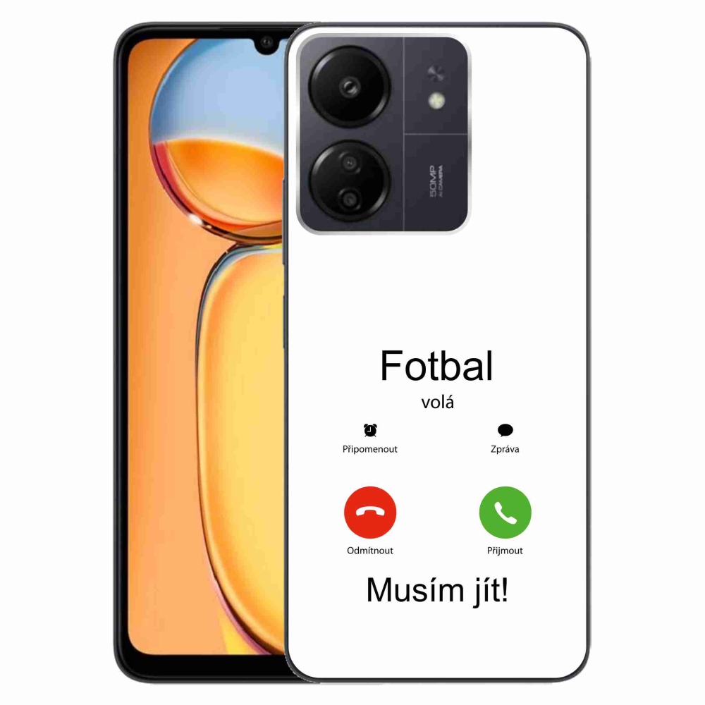 Gél borító mmCase a Xiaomi Poco C65/Redmi 13C - futball hívások fehér háttérrel