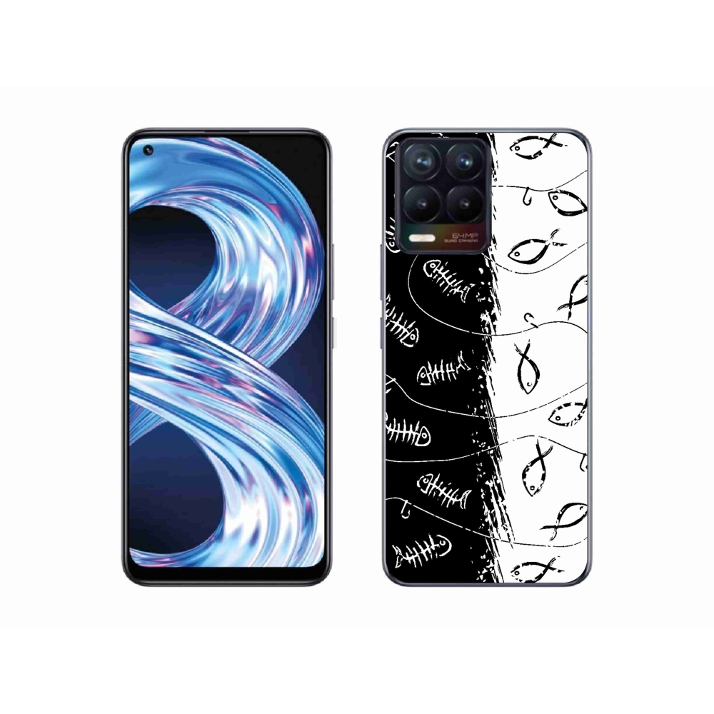 Gél borítás mmCase a Realme 8 4G-hez - csontvázak és halak