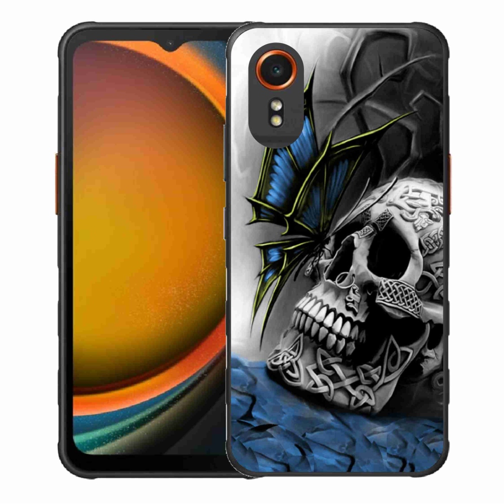 Gél borítás mmCase Samsung Galaxy Xcover 7 készülékhez - pillangó és koponya