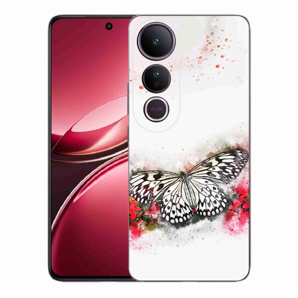 Gél borítás mmCase a Vivo V50 Lite 4G/5G-n - fekete és fehér pillangó