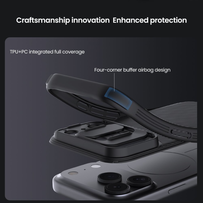 Nillkin CamShield PRO hátlap az Apple iPhone 17 Pro készülékhez Fekete