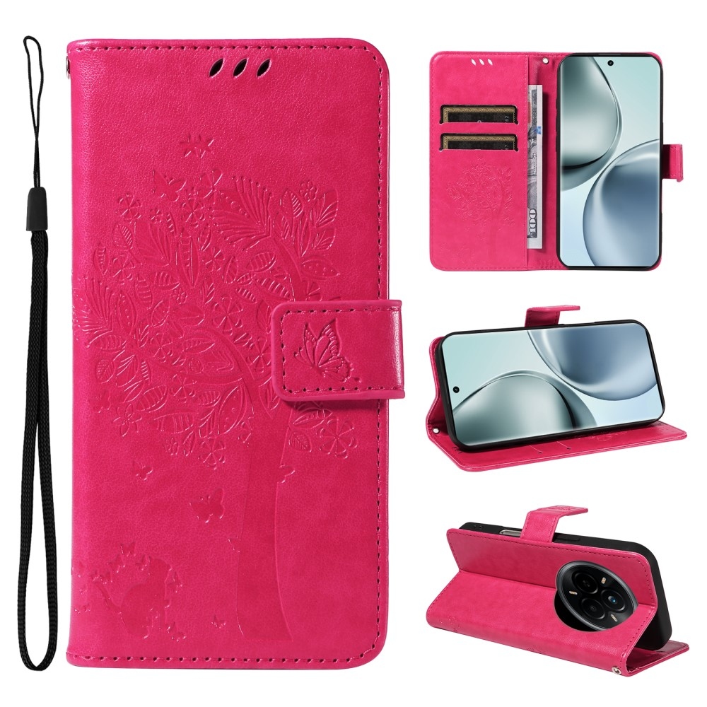 Fák könyvtáska a Realme 14 Pro 5G számára - rózsaszínű