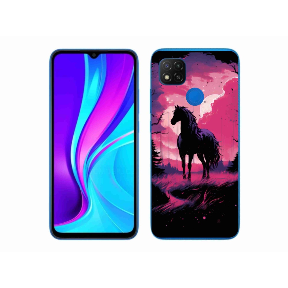 Gél borítás mmCase a Xiaomi Redmi 9C-hez - fekete rajzfilm ló 1
