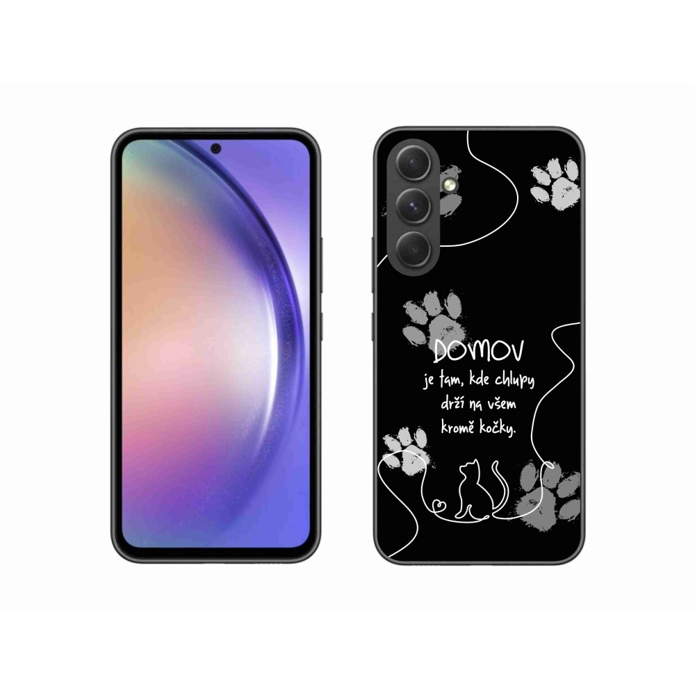 Gél borítás mmCase Samsung Galaxy A54 5G - macska motívum fekete háttérrel